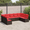 Sofa Set mit Kissen 9 pcs Braun Poly-Rattan