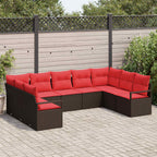 Sofa Set mit Kissen 9 pcs Braun Poly-Rattan