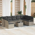 Sofa Set mit Kissen 10 pcs Hellgrau Poly-Rattan