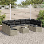 Sofa Set mit Kissen 10 pcs Hellgrau Poly-Rattan