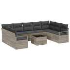 Sofa Set mit Kissen 10 pcs Hellgrau Poly-Rattan