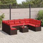 Sofa Set mit Kissen 10 pcs Braun Poly Rattan