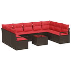 Sofa Set mit Kissen 10 pcs Braun Poly Rattan