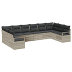 Sofa Set mit Kissen 10 pcs Hellgrau Poly-Rattan