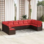 Sofa Set mit Kissen 10 pcs Braun Poly Rattan