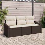 Sofa Set mit Kissen 3 pcs Braun Poly-Rattan