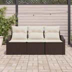 Sofa Set mit Kissen 3 pcs Braun Poly-Rattan