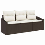 Sofa Set mit Kissen 3 pcs Braun Poly-Rattan