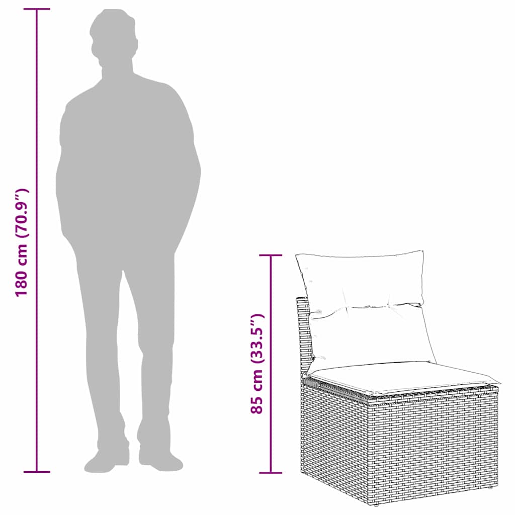 Sofa Set mit Kissen 3 pcs Braun Poly-Rattan