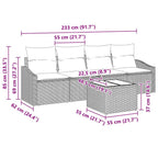 Sofa Set mit Kissen 5 pcs Schwarz und Creme Poly Rattan