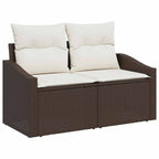 Sofa Set mit Kissen 5 pcs Braun und Creme Poly Rattan