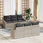 Sofa Set mit Kissen mit Kissen 7 pcs Hellgrau Poly Rattan