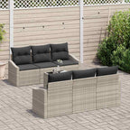 Sofa Set mit Kissen mit Kissen 7 pcs Hellgrau Poly Rattan