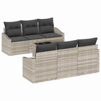 Sofa Set mit Kissen mit Kissen 7 pcs Hellgrau Poly Rattan