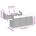 Sofa Set mit Kissen mit Kissen 7 pcs Hellgrau Poly Rattan