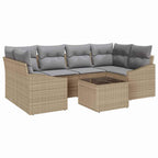 Sofa Set mit Kissen 7 pcs Beige und Hellgrau Poly Rattan