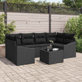 Sofa Set mit Kissen mit Kissen 7 pcs Schwarz Poly-Rattan