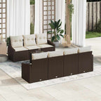 Sofa Set mit Kissen 8 pcs Braun und Creme Poly-Rattan