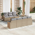 Sofa Set mit Kissen 8 pcs Beige und Hellgrau Poly Rattan