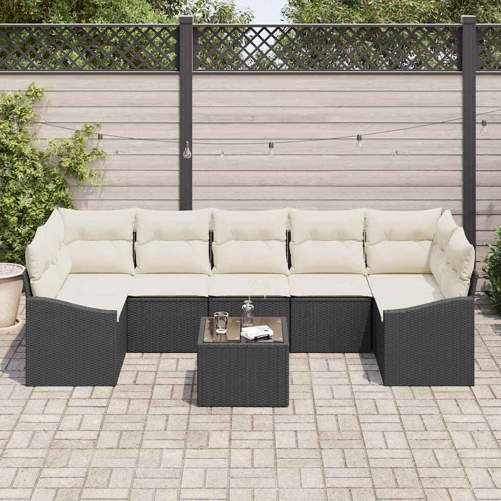 Sofa Set Schwarz und Creme 55 x 55 x 37 cm Poly Rattan