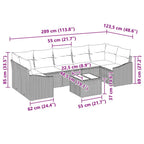 Sofa Set mit Kissen mit Kissen Grau 55 x 55 x 37 cm Poly Rattan
