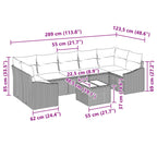 Sofa Set mit Kissen 8 pcs Schwarz und Türkis Poly-Rattan