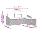 Sofa Set mit Kissen 4 pcs Schwarz Poly Rattan