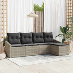 Sofa Set mit Kissen 5 pcs Hellgrau Poly-Rattan