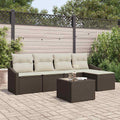 Sofa Set mit Kissen 6 pcs Braun Poly-Rattan