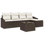 Sofa Set mit Kissen 6 pcs Braun Poly-Rattan