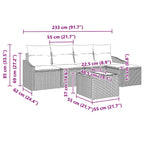 Sofa Set mit Kissen 6 pcs Braun Poly-Rattan