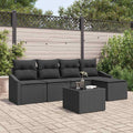 Sofa Set mit Kissen 6 pcs Schwarz Poly-Rattan