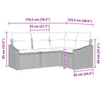 Sofa Set mit Kissen 4 pcs Beige Poly-Rattan