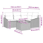 Sofa Set mit Kissen 5 pcs Hellgrau Poly-Rattan