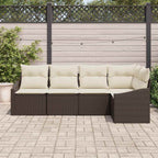 Sofa Set mit Kissen 5 pcs Braun Poly Rattan
