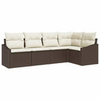Sofa Set mit Kissen 5 pcs Braun Poly Rattan
