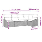 Sofa Set mit Kissen 5 pcs Braun Poly Rattan