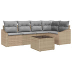 Sofa Set mit Kissen 6 pcs Beige Poly-Rattan
