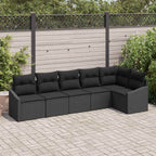 Sofa Set mit Kissen 6 pcs Schwarz Poly-Rattan