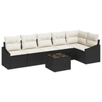 Sofa Set mit Kissen 7 pcs Schwarz Poly Rattan
