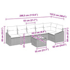 Sofa Set mit Kissen 7 pcs Schwarz Poly-Rattan