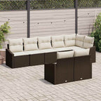 Sofa Set mit Kissen 8 pcs Braun Poly Rattan