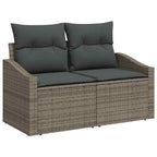 Sofa Set mit Kissen 8 pcs Grau Poly Rattan