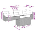 Sofa Set mit Kissen 8 pcs Grau Poly Rattan