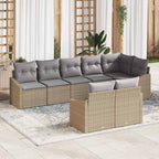 Sofa Set mit Kissen 8 pcs Beige Poly Rattan