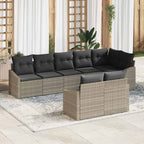 Sofa Set mit Kissen 8 pcs Hellgrau Poly Rattan