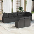 Sofa Set mit Kissen 8 pcs Schwarz Poly Rattan