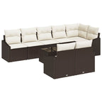 Sofa Set mit Kissen 9 pcs Braun Poly Rattan
