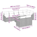 Sofa Set mit Kissen 9 pcs Braun Poly Rattan