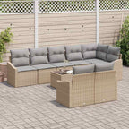 Sofa Set mit Kissen 9 pcs Beige Poly Rattan